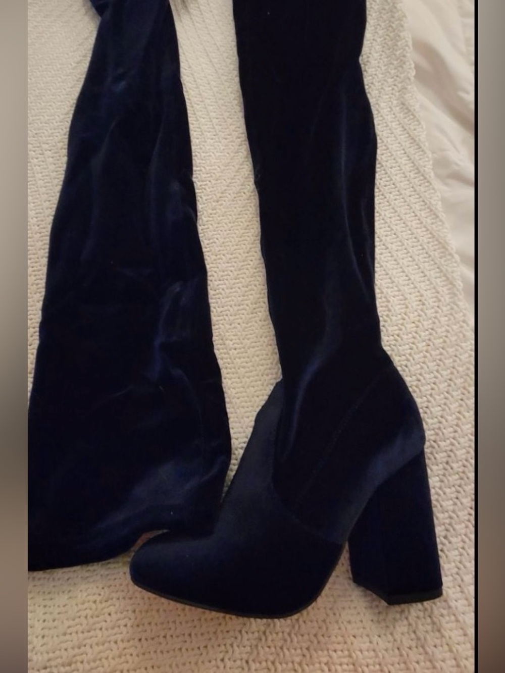 Steve Madden Black Velvet Over-The-Knee Block Heel Boots